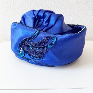 Elizabeth Hawkins Original Vintage Brilliant Blue Sequin Retro Ladies Church Hat